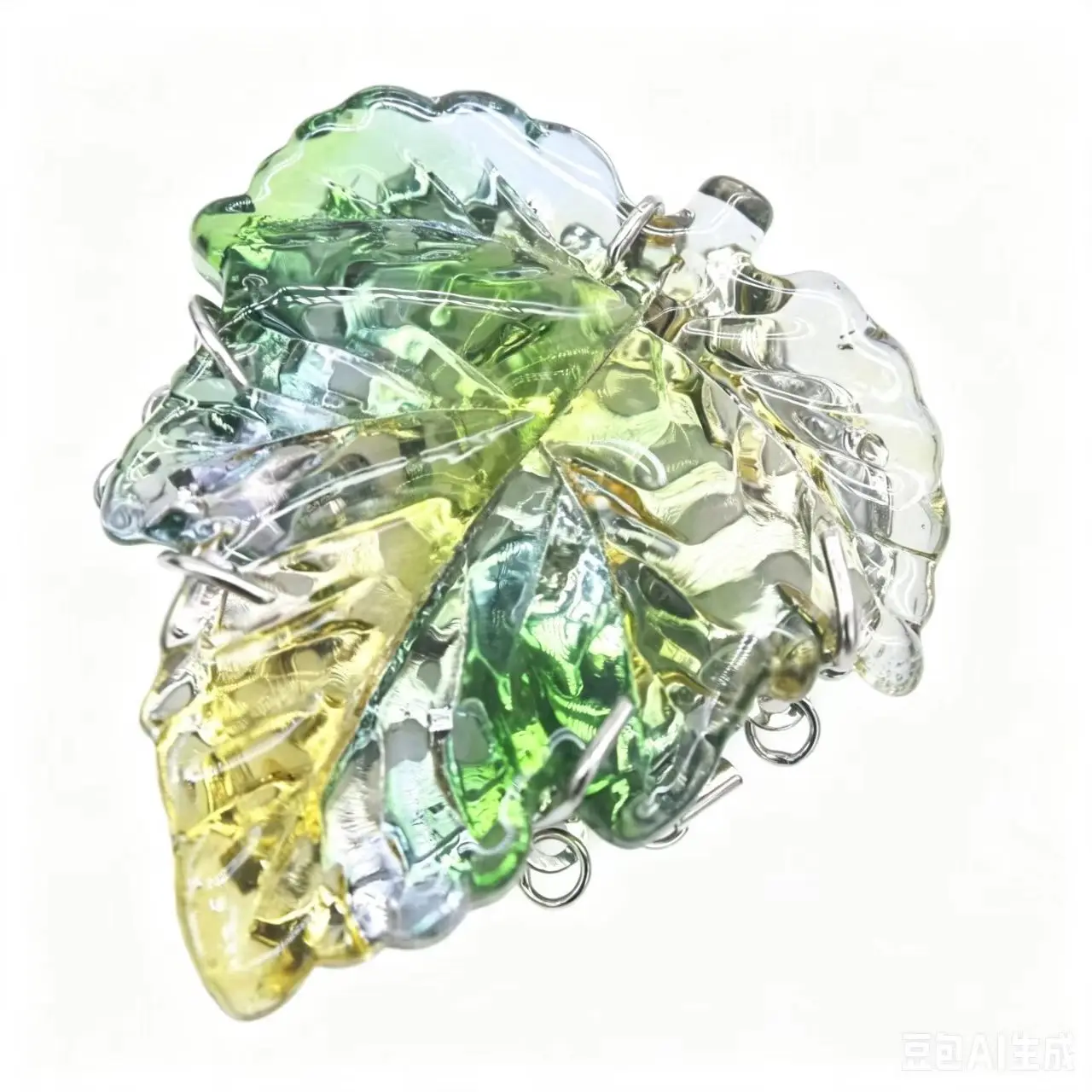1piece Multi-Row Glass Leaf Shpe 50*40mm agate jade Clasp rainbow Jewellery Connector VintageDIY Making Necklace Accessories