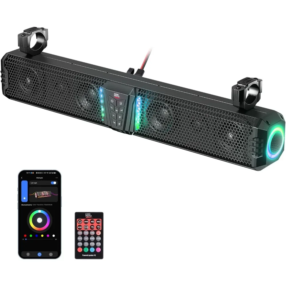 

80 32-inch UTV Sound Bar, IP66 Waterproof Golf Cart Sound Bar, ATV Speaker Bluetooth with RGB, SxS Soundbar Compatible