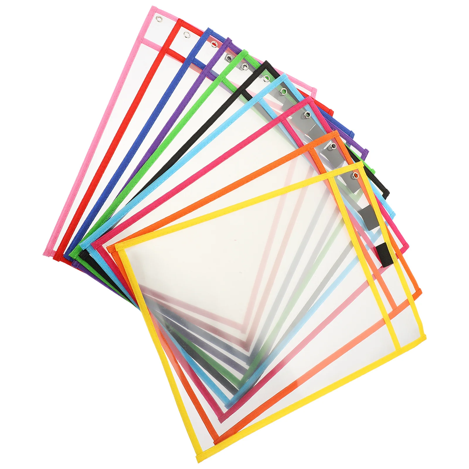 

10Pcs Dry Erase File Pockets Reusable Portable Transparent Sheet Protectors Multi Function Document Storage Supplies