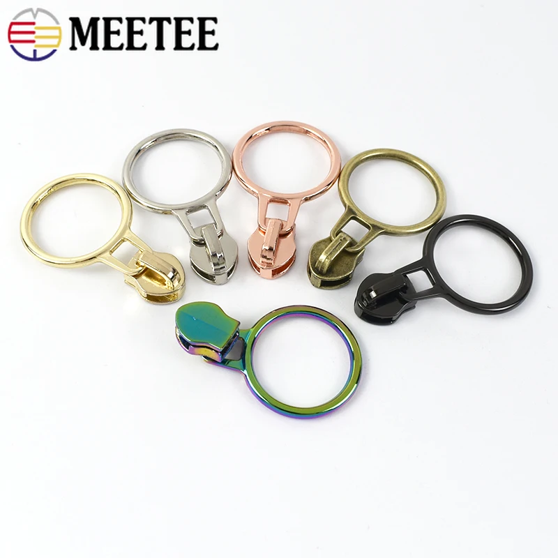 

10/20/50Pcs Meetee 5# Ring Nylon Zippers Puller Bag Pocket Closure Zips Slider Clothes Zipper Repair Kit DIY Sewing Accessories