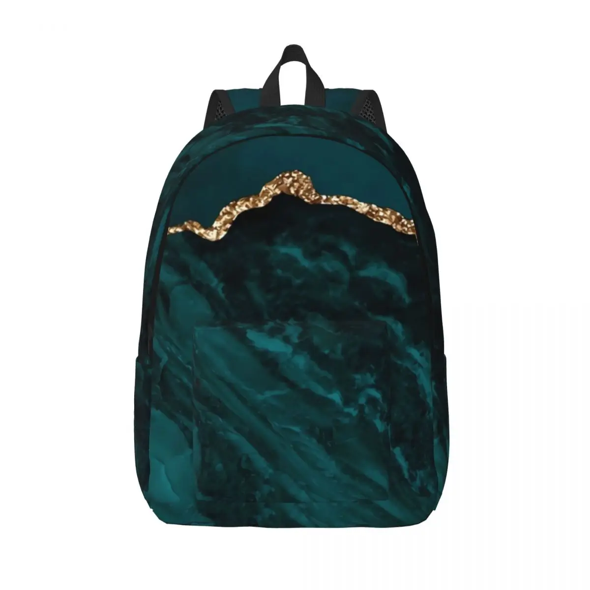 Gold Marble Backpack Blue and Green Fashion Backpacks Student Unisex Outdoor Style Soft School Bags Colorful Rucksack