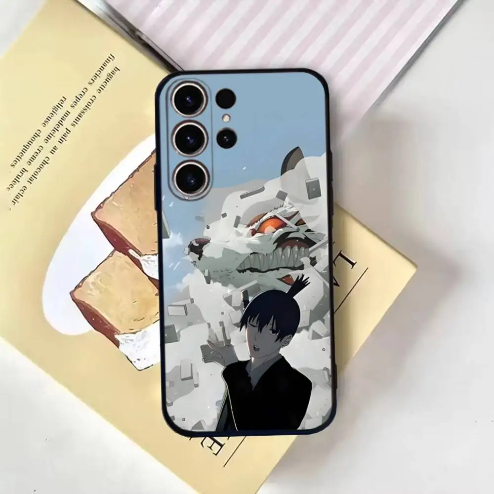 حافظة هاتف C-ChainsawS M-Man Aki Hayakawa لهاتف SamsungS25,24,21,22,23,30,Ultra,20,Plus,Fe,Lite,not,10,9,غطاء أسود ناعم #6