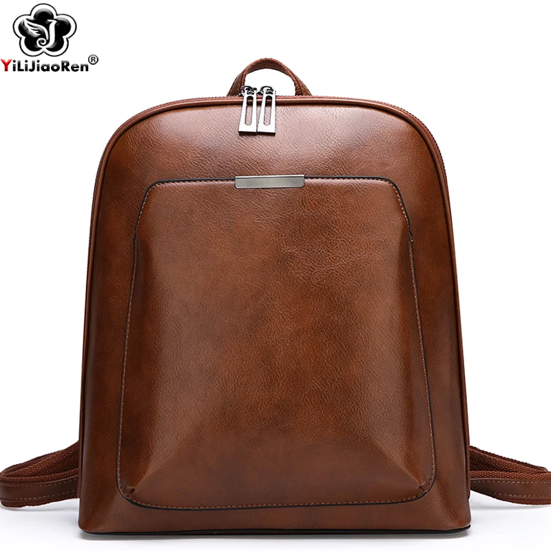 Vintage Backpack Women Leather Backpacks Female Shoulder Bag Large School Bags for Teenage Girls Travel Back Pack Sac A Dos 2019