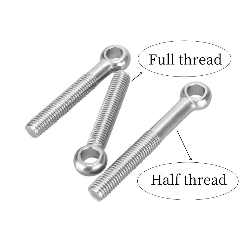 304 Stainless Steel Eye Bolt Stud Articulated Anchor Bolt M5 M6 M8 M10 M12 Half Full Thread Slip Hole Screw