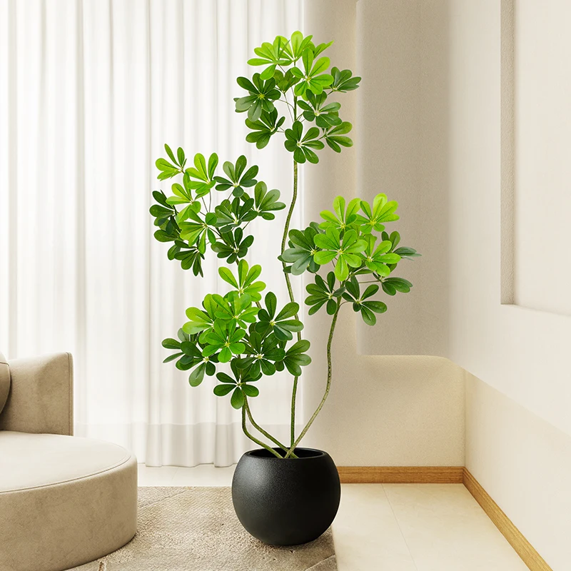 Simulation of Green Plant Large Bionic Plant Duck Feet Wood Decorative Flower Decoration Living Room Tree Fake Pot