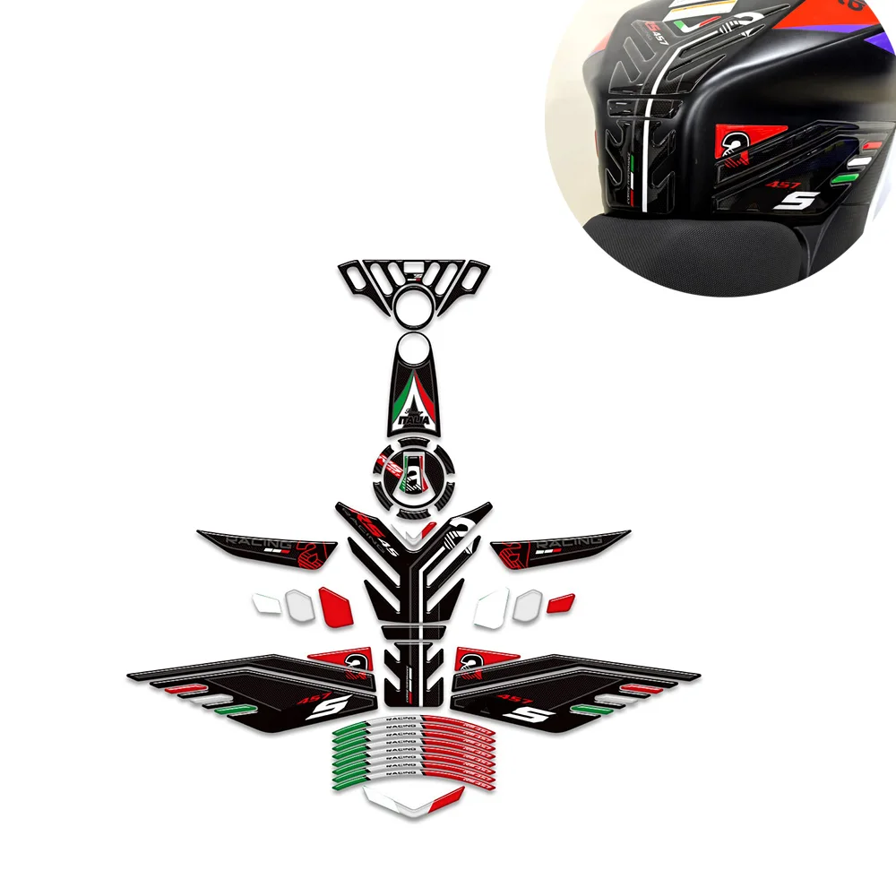 

Motorcycle Tank Pad Side Grips Gas Fuel Oil Kit Knee Fairing Fender Wheels Protector Stickers For Aprilia RS457 RS 457 2024 2025