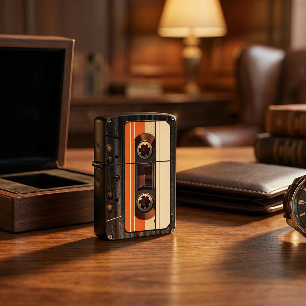 Flip Top Lighter Retro Cassette Tape Vintage Music Art Pattern lighters vintage lighters for smokers Retro Style
