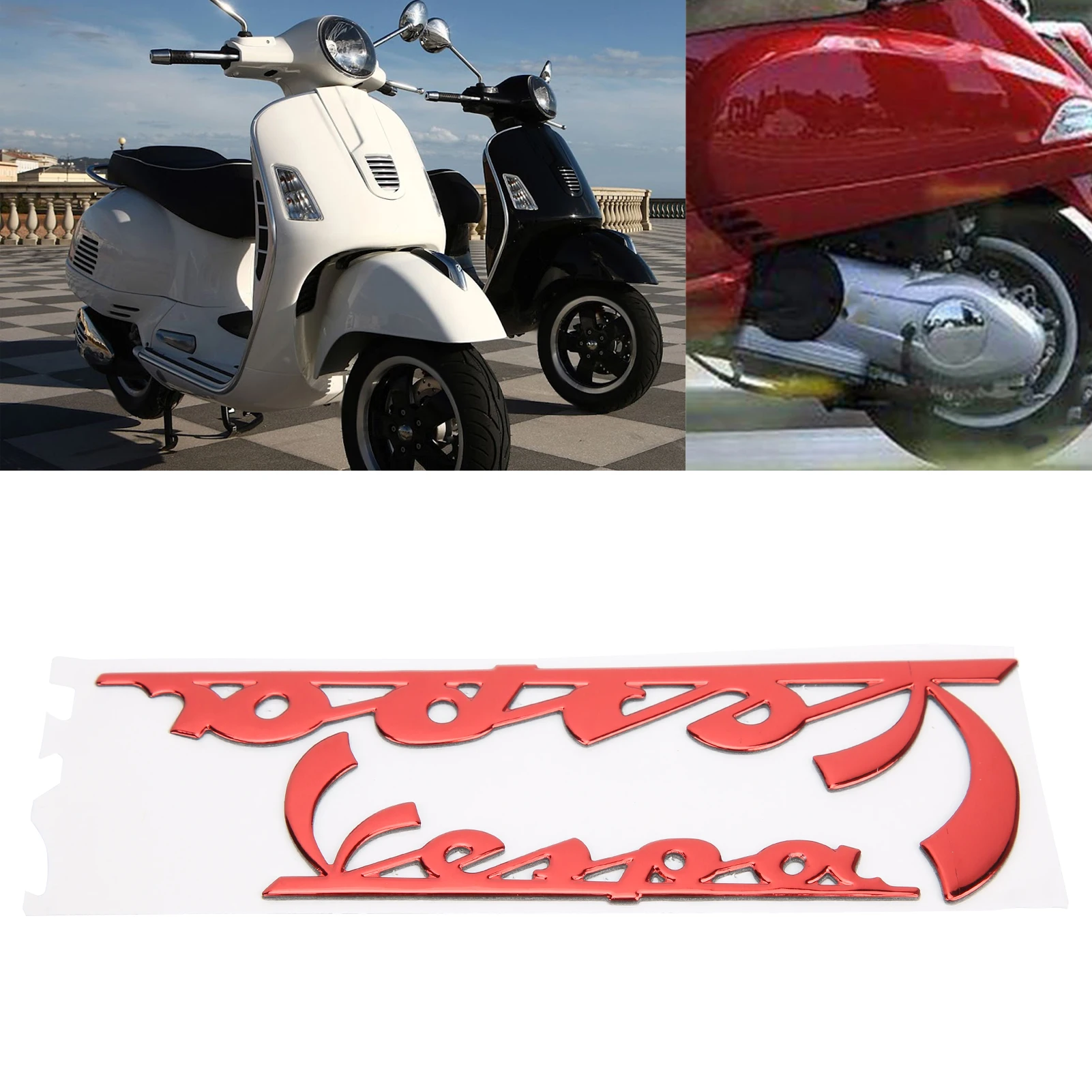 Emblem Sticker 3-Dimensional Decal for Vespa GTS300 LX125 LX150 IE Sprint Primavera 300 LX LXV SuperRed