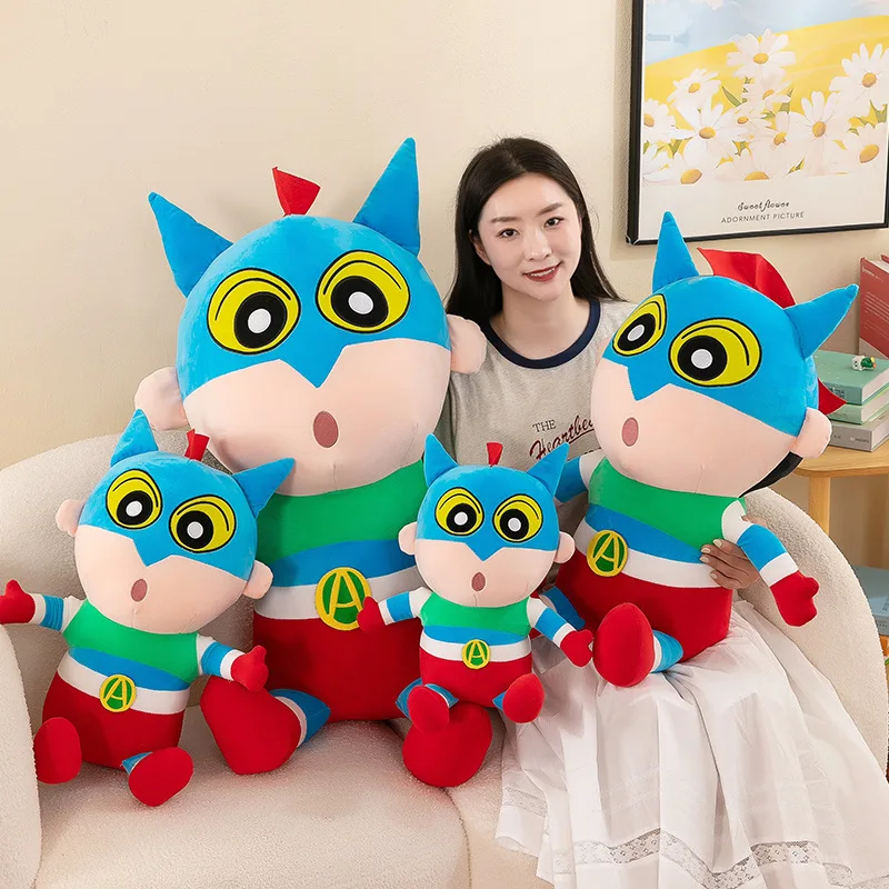 60CM Big Size Cartoon Cute Transformation Superman Crayon Shin-chan Stuffed Animal Doll Plushies Children's Birthday Gift Toys