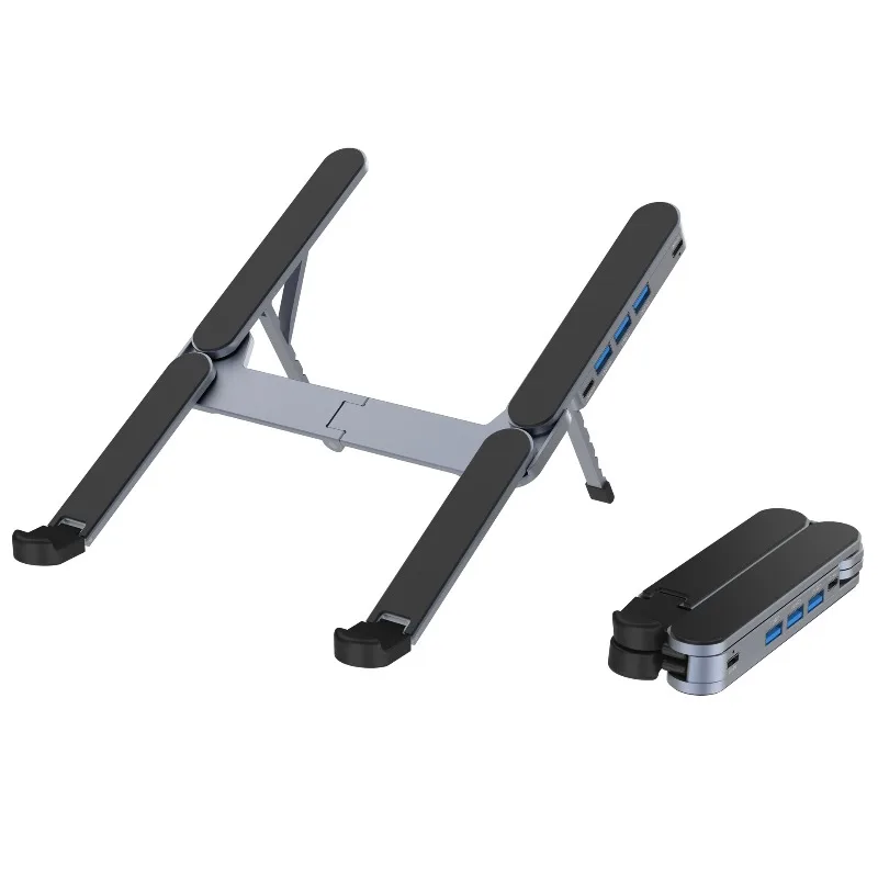 

Foldable Portable Laptop Stand with 3.0 USB HUB Aluminum Alloy Height Increasing Stand Heat Dispersing Expansion Dock