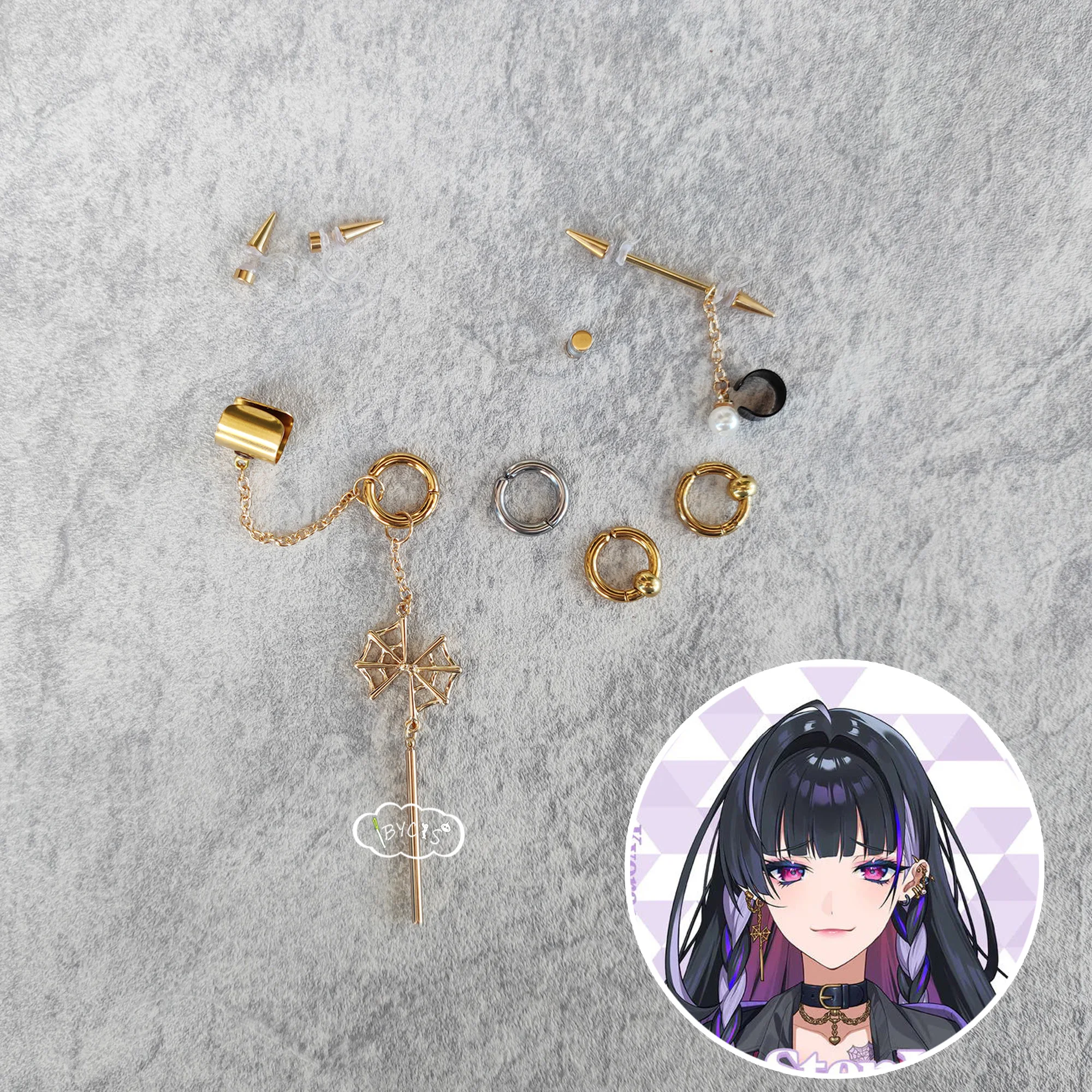 Game Anime VTuber EN XSOLEIL Meloco Kyoran Cosplay Costume Earclip Earrings Ear Studs Necklace Accessories Jewelry Props Gift