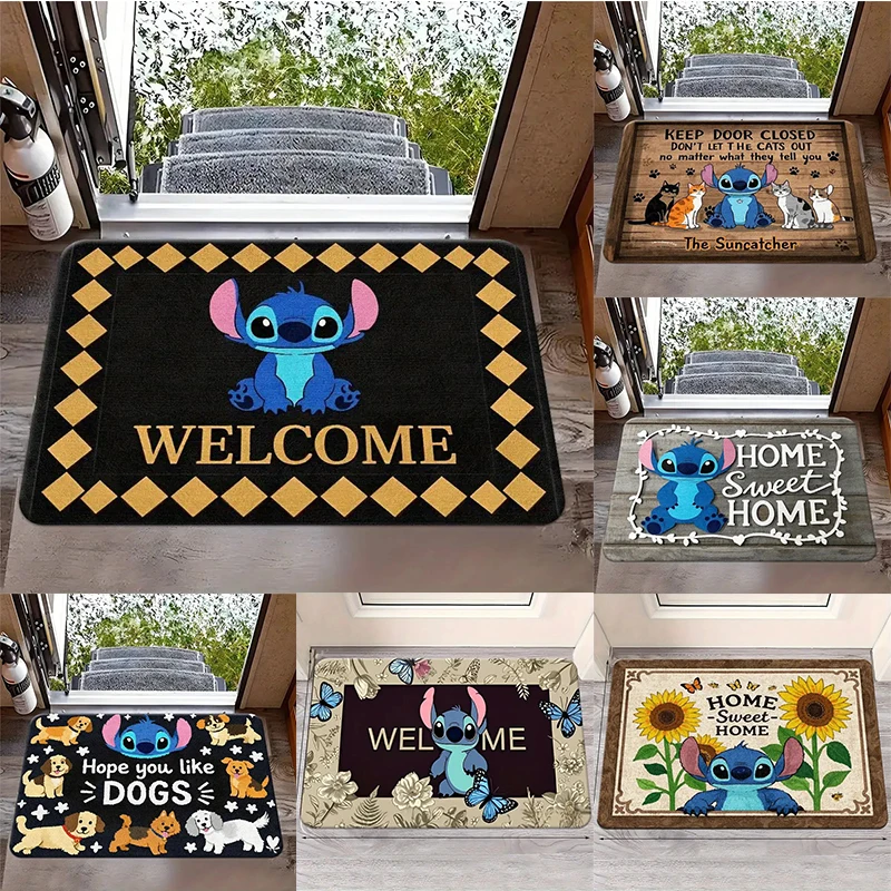 MINISIO-alfombra con estampado de dicjos animados de Disney Stitch، decoración para sala de estar، dormitorio، Picnic، Campam
