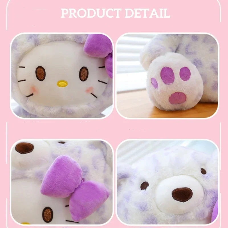 Olá kitty bonecas de pelúcia brinquedos kawaii leopardo impressão gato bonecas de pelúcia macio animais de pelúcia boneca plushie travesseiro presente de natal decoração