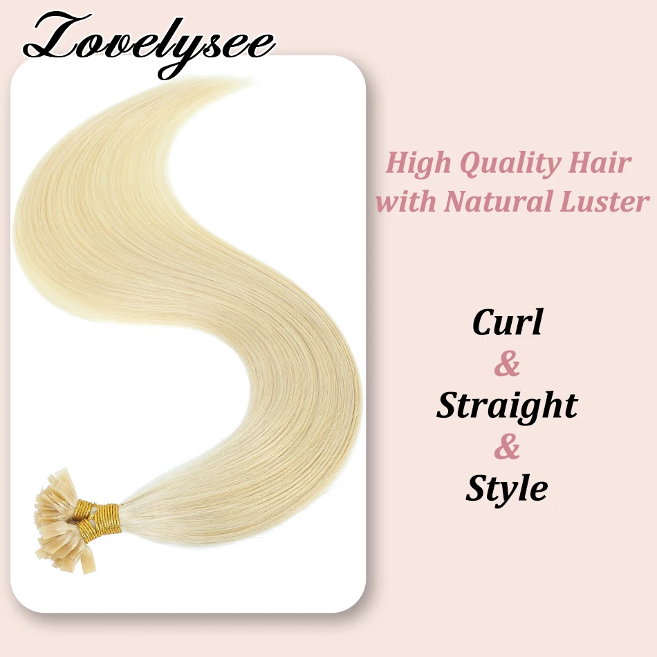 Flat Tip Human Hair Extensions 50 Strands/Pack European Straight Keratin Remy Human Hair Natural Fusion Hair Extension For Women