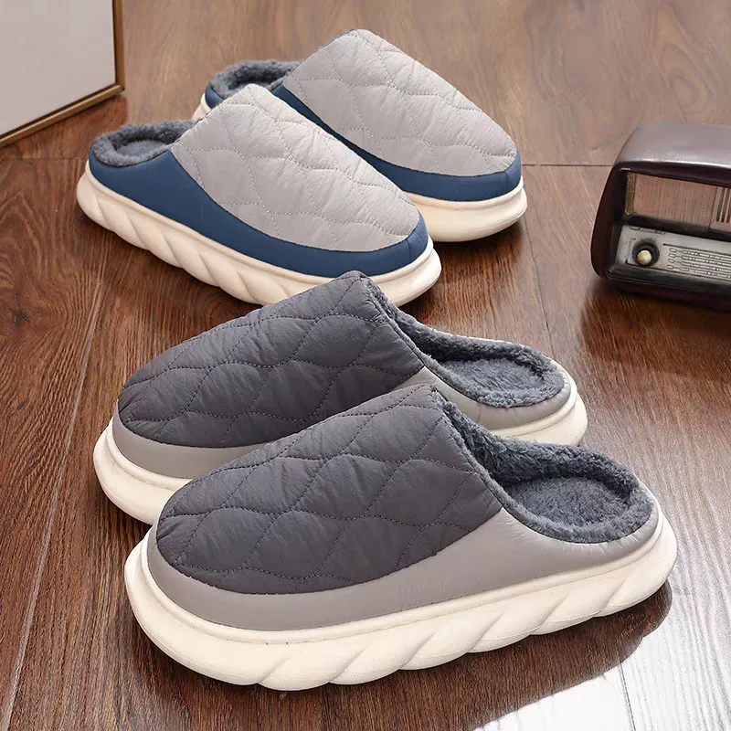 

Winter Women Slippers Waterproof Casual Men Furry Cotton Shoes Platform Plush Slides Non-slip Outdoor Couples Fluffy Floor Shoe