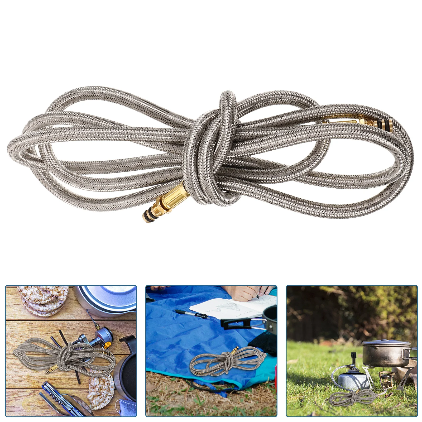 

Stainless Steel Gas Cylinder Connection Tube Wear Resistant Outdoor Supply Durable Extended Hose Bbq Camping Gas Tank Hose