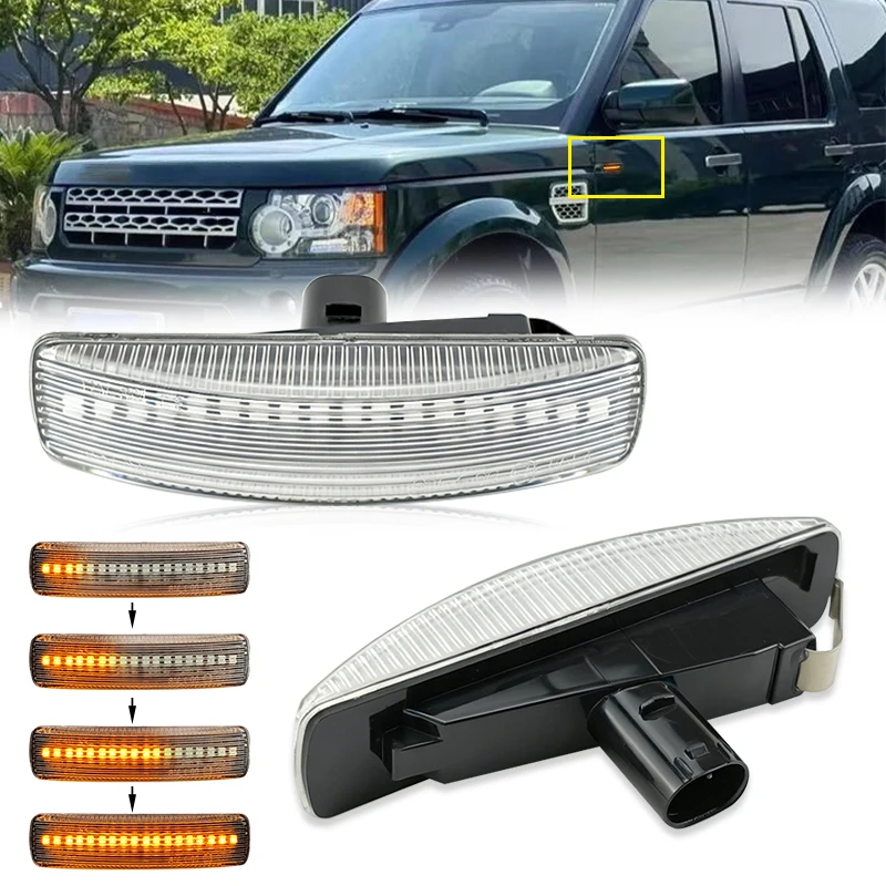 2 Stück LED-Blinker Dynamische Seitenmarkierungsleuchte Wiederholerleuchte für Land Rover Freeland 2 Discovery 3 4 Rover Sport L320
