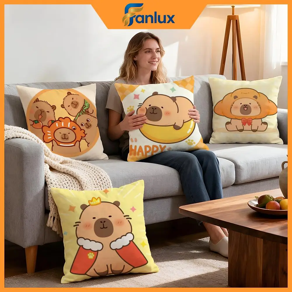 Tier-Capybara-Kissenbezug, 4 Stück, dekorative Bezüge, weicher Kissenbezug für Sofa, Couch, Dekoration, 40 x 40, 45 x 45 Kissenbezüge