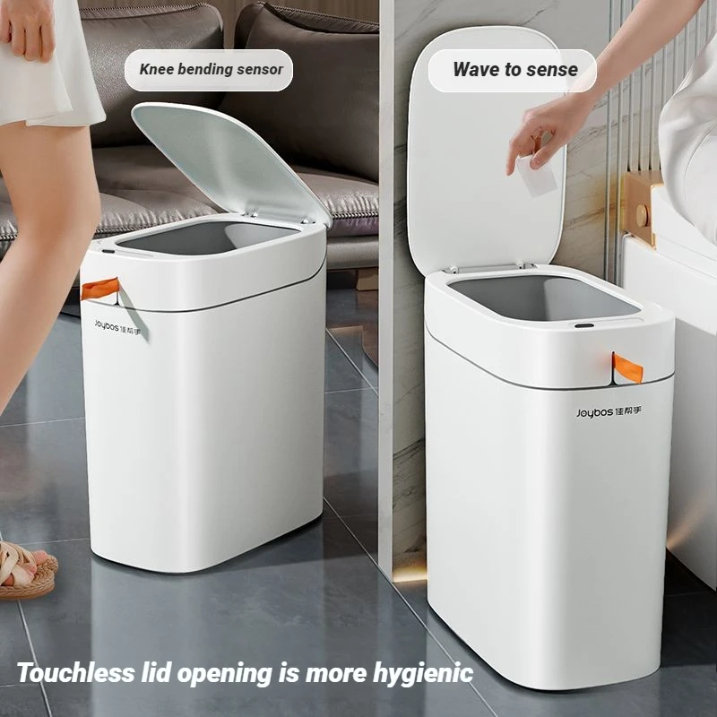 Smart Sensor Garbage  JOYBOS Bathroom Trash Can Touchless Automatic Adsorption Bag with Lid - Infrared For Home Office Bathroom