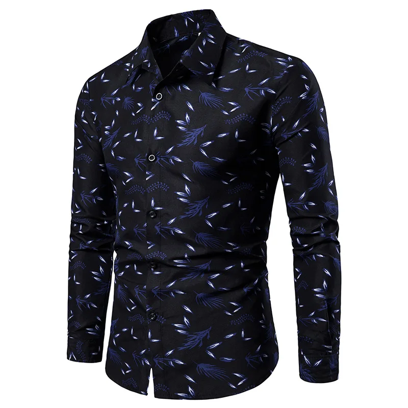 Men\'s Colorblock Printed Shirt Stand Collar Cardigan Top