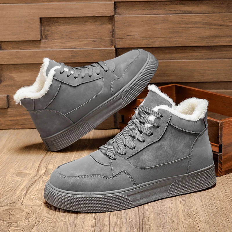 รองเท้าบูทหิมะสำหรับผู้ชายฤดูใบไม้ร่วงและฤดูหนาว - หุ้มข้อกลาง บุขนหนา อเนกประสงค์สำหรับการเดินป่า ขี่มอเตอร์ไซค์ และการเดินทาง