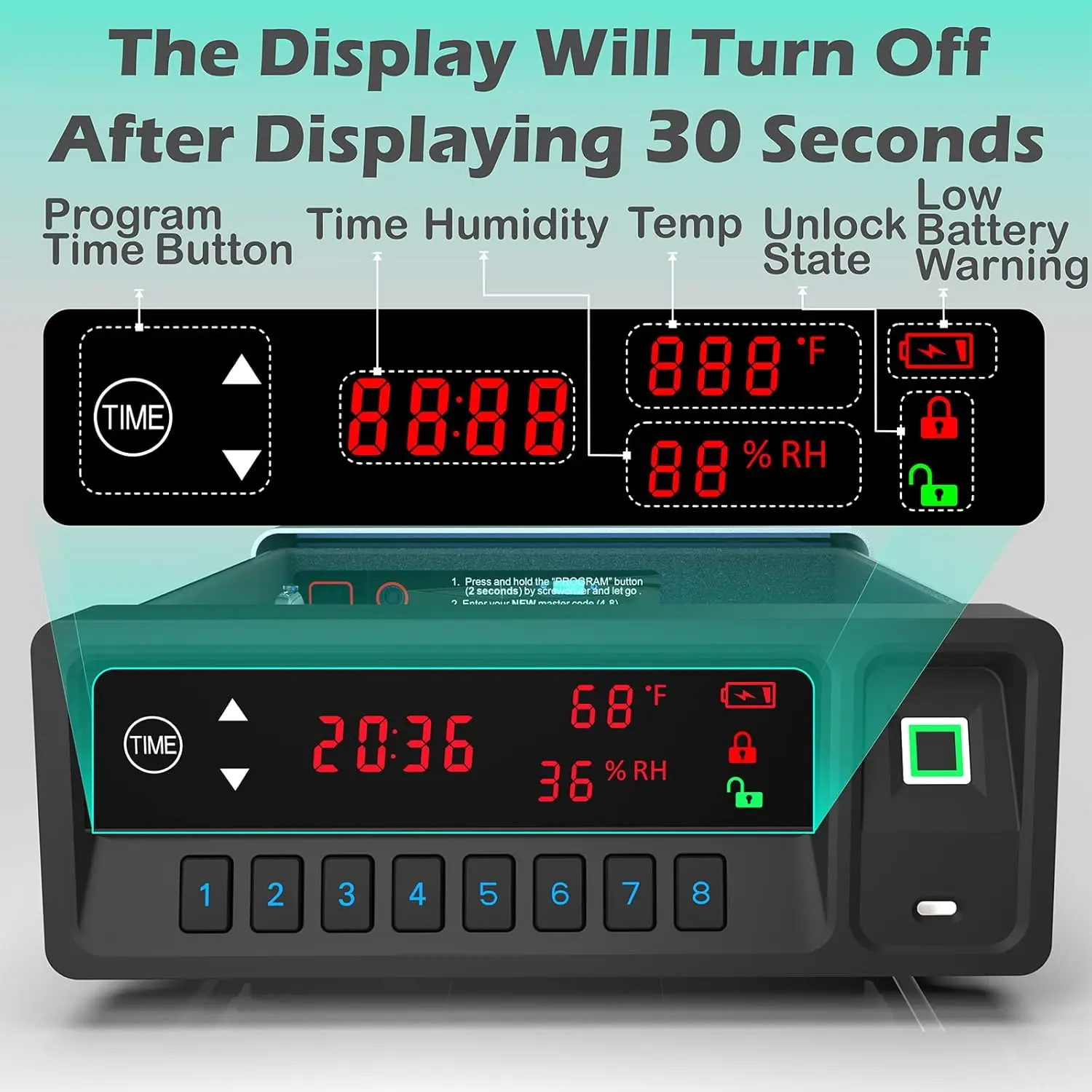 Smart Gun Safe with Security Cable - Biometric Pistol Safe for 2 Handgun 3 Ways Quick Access with Fingerprint/Keypad/Key, for Ni