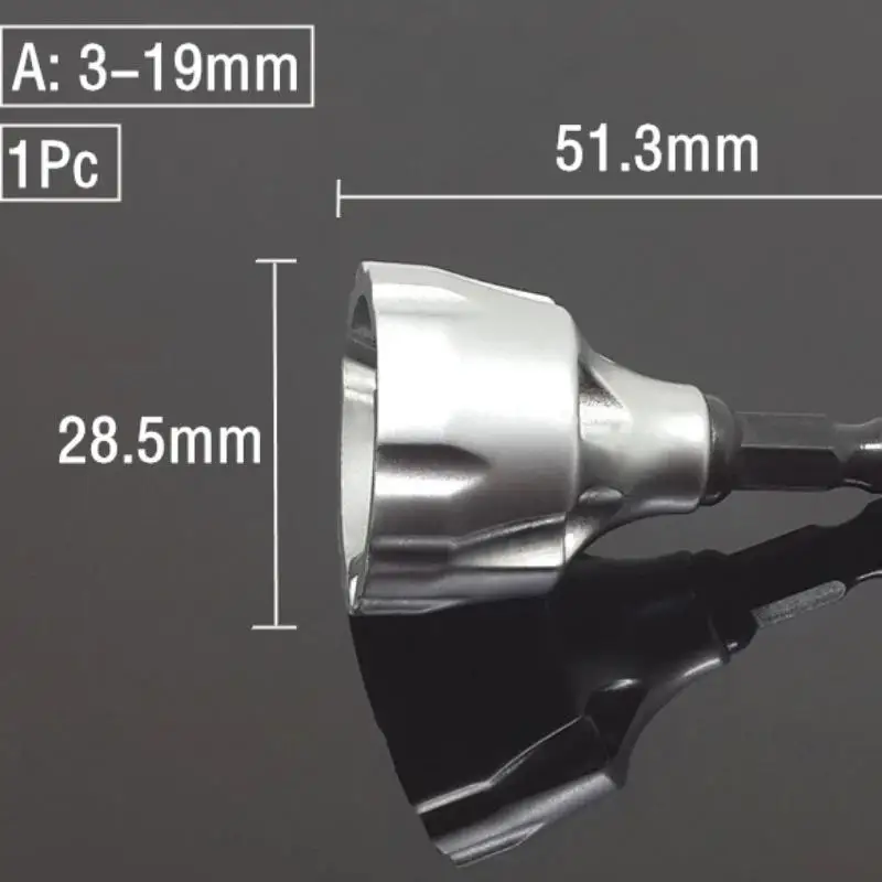 1pc 3-19MM Deburring External Chamfer Tool Stainless Steel Metal Drilling Accessory for Bolt Cleaning Hex Tool