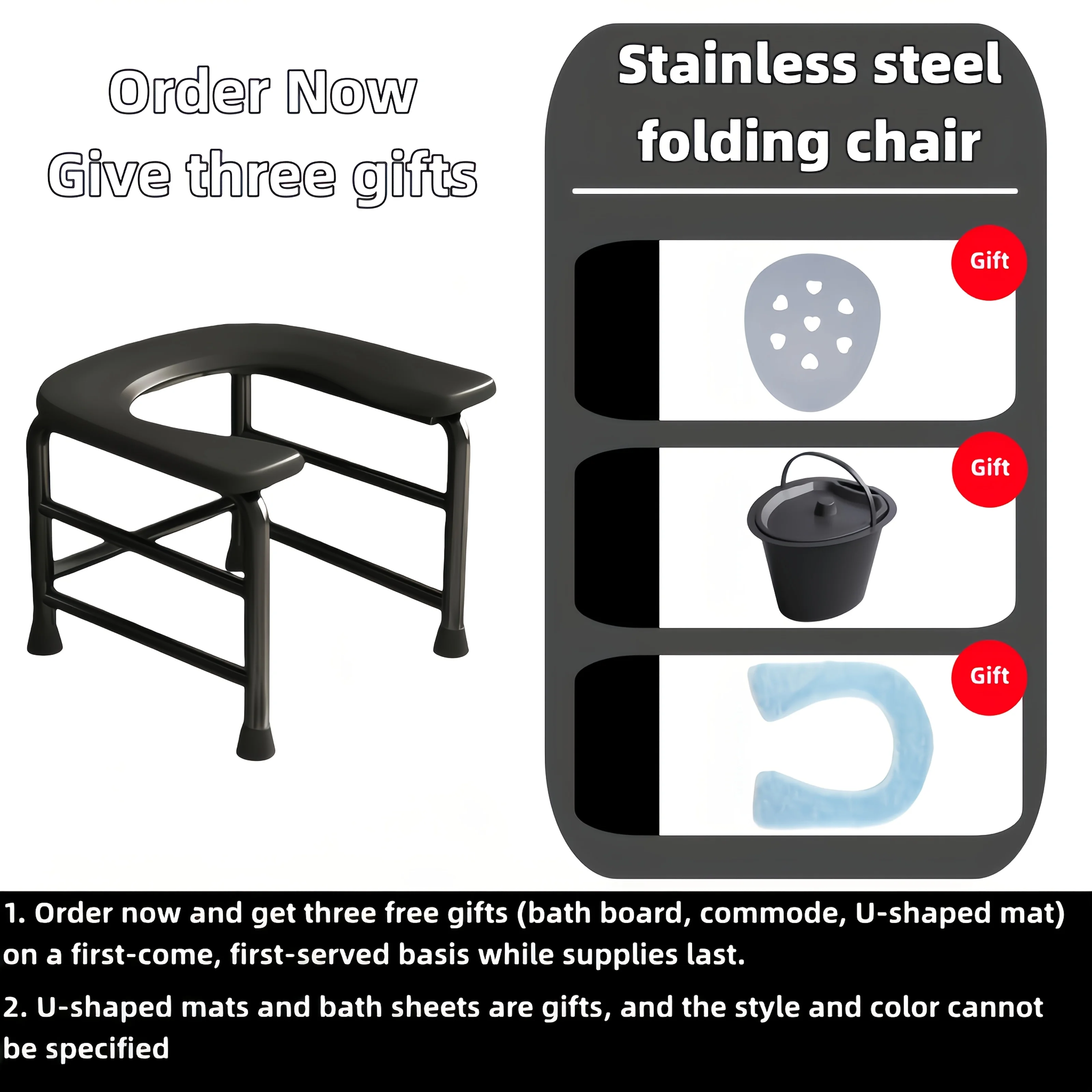 طقم مجاني مكون من ثلاث قطع (لوح حمام، وسادة، قعادة) كرسي مرحاض ثابت من الفولاذ الكربوني، مقاوم للصدأ وسهل التنظيف، مناسب لحلول الحمام المؤقت في الهواء الطلق #1