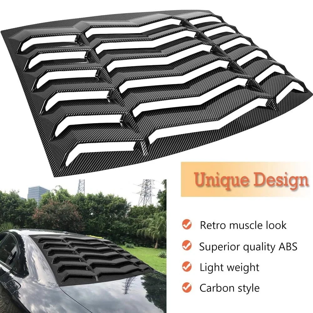 Carbon Style in Snake Print Style Rear Window Windshield Louver Fits for Dodge Charger 2011-2021 for All Weather ABS Plastic
