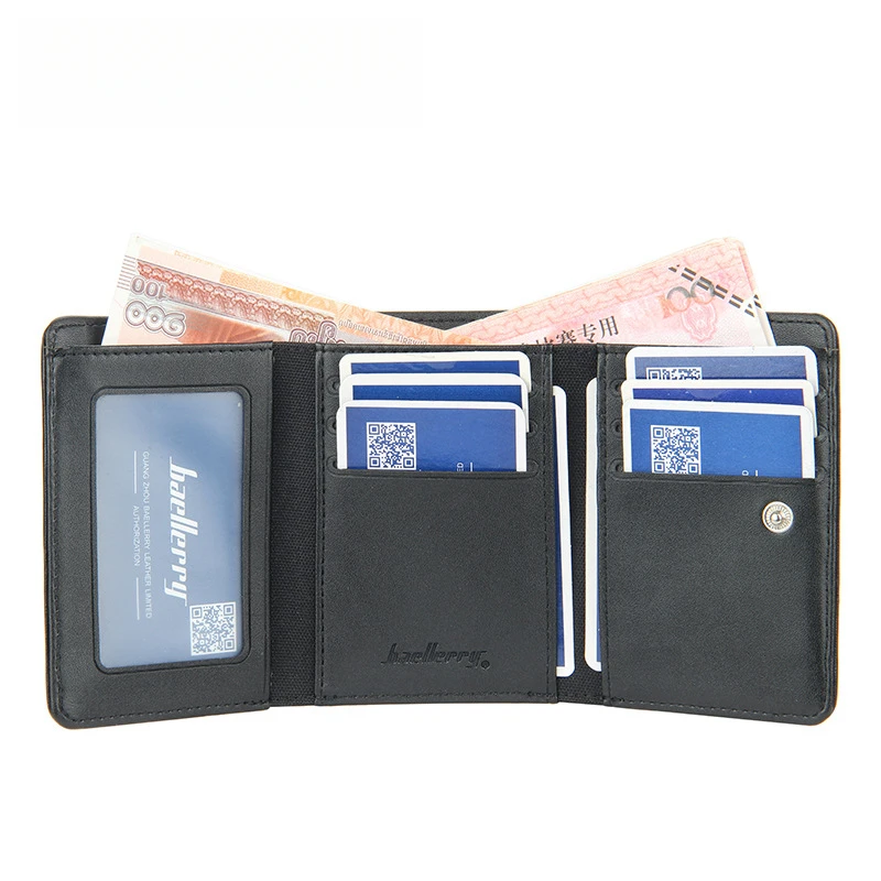 Men wallet canvas PU leather casual multi slot buckle card holder men purse vertical male fold wallets