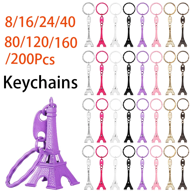 

8-200Pcs Eiffel Tower KeyChain Favor Lovely Decoration 3D Souvenir Keychain French Souvenirs Key Rings