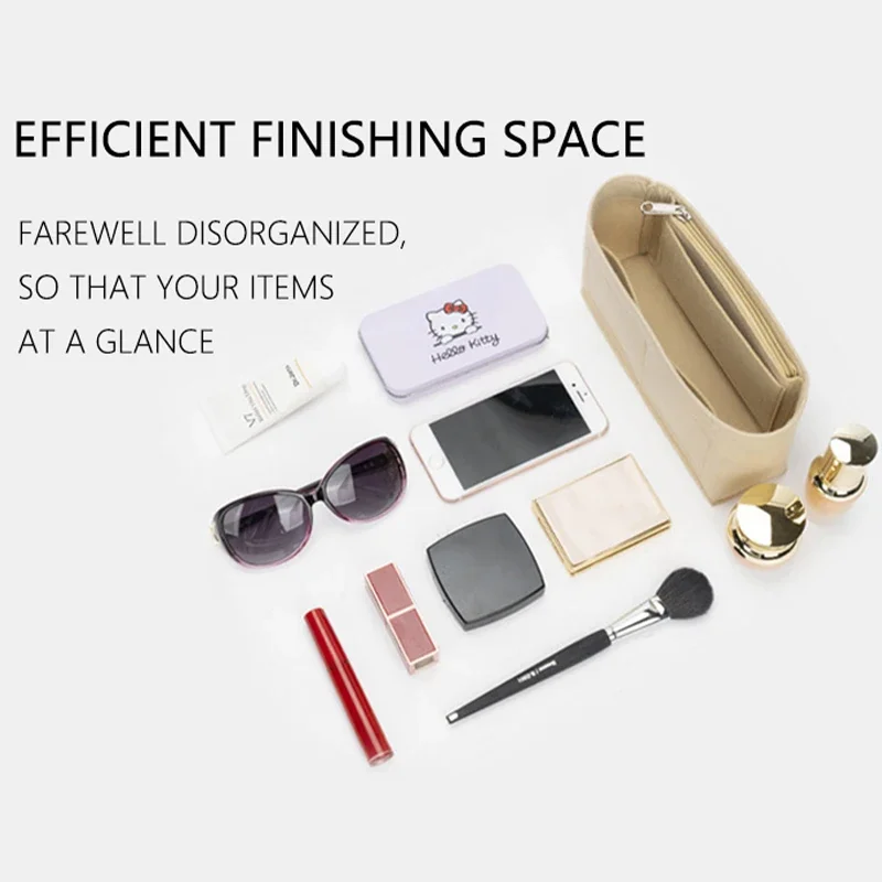 EverToner Felt Insert Bag for lv ODEON TOTE Bag Support Type Female Travel Storage Makeup Bag