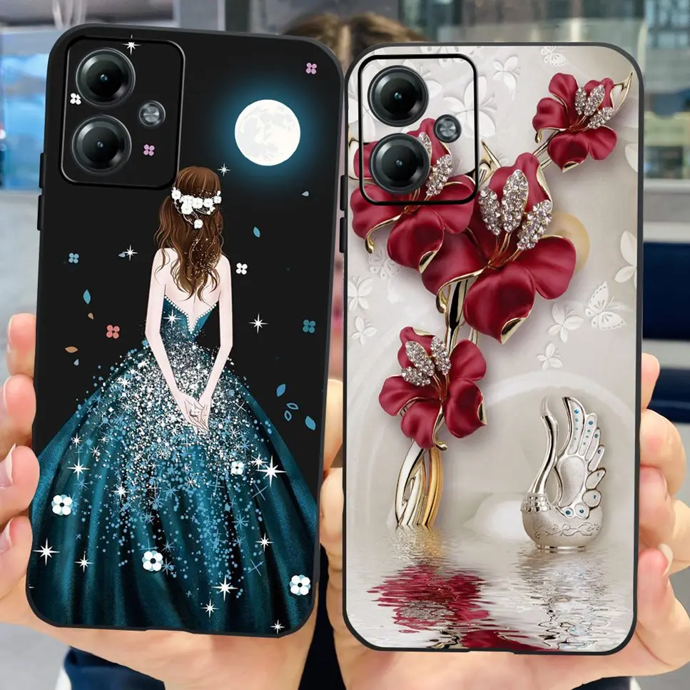 New For Motorola Moto G54 5G Case Black Silicone Luxury Cute Fashion Butterfly Soft TPU Shockproof Bunper For Motorola G54 Cover