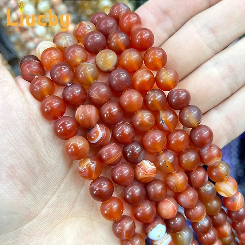 Naturstein, mattes Rot, gestreifte Achatperlen für die Schmuckherstellung, DIY, Damenohrringe, Accessoires, Bastelarbeiten, 15 Zoll, 4/6/8/10/12/14 mm. – Detail 5