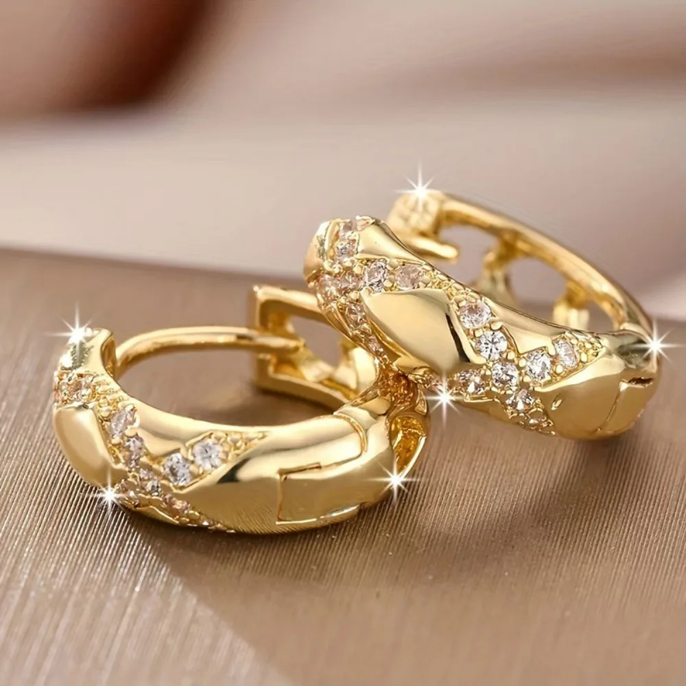 Fashion Retro Hollow Out Cross Micro-inlay 5A Zircon Hoop Earrings for Women Men Temperament Banquet Stainless Steel Jewelry