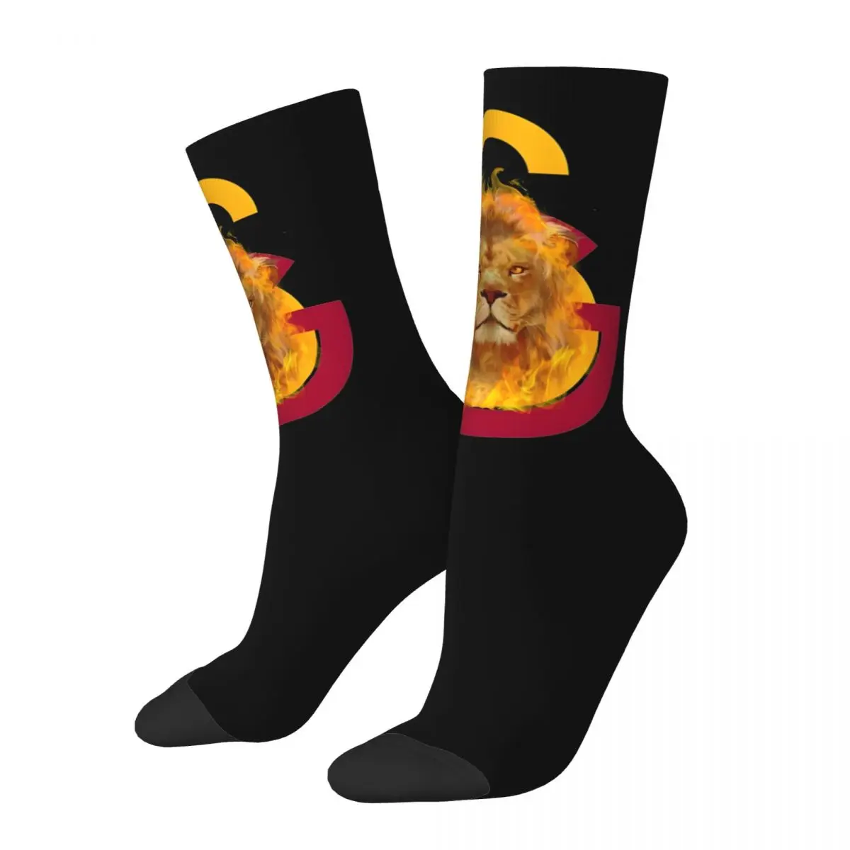 1 Pair Funny Happy Aslan Fire Vintage Harajuku Galatasarays Hip Hop Novelty Seamless Crew Crazy Sock