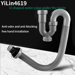 Tubo de drenaje en forma de U para lavabo de baño, accesorios de tubería de drenaje de pared, desodorante, 1 piezas