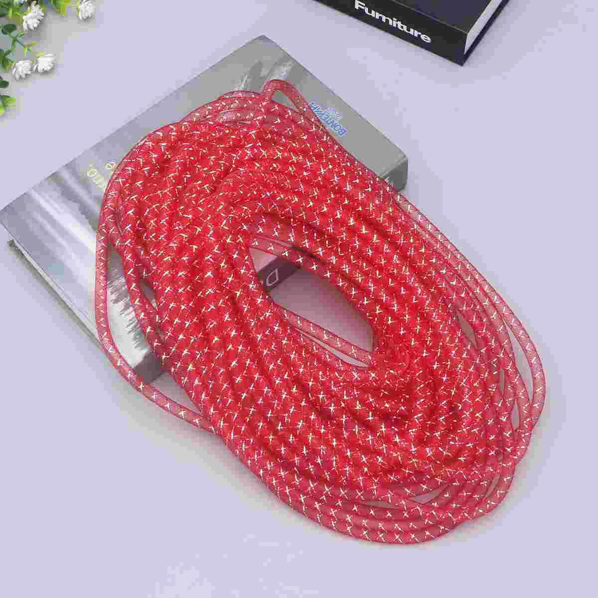 Elastic Mesh Tube Polyester Braid Tube Creative Net Yarn Cord DIY Jewelry Making Supplies for Women Kids Watermelon Red