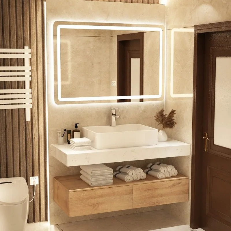 

Light luxury bathroom cabinet combination set modern simple toilet sink wash face toilet washbasin on basin hotel