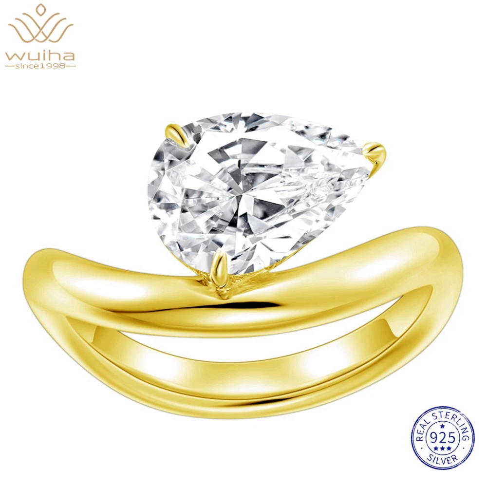 

WUIHA 18K позолоченные кольца из стерлингового серебра 925 пробы с искусственным сапфиром для свадебной вечеринки ювелирные изделия для женщин оптом