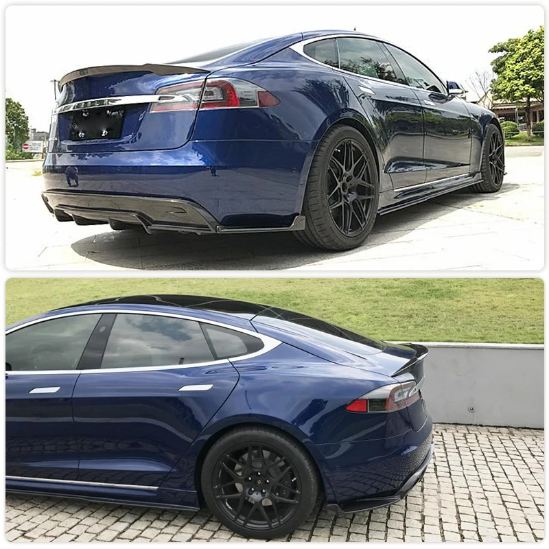 Full Carbon Fiber Car Rear Trunk Spoiler Wings for Tesla Model S Sedan 4-Door 2014-2023 Auto Racing Rear Spoiler Boot Wing Lip