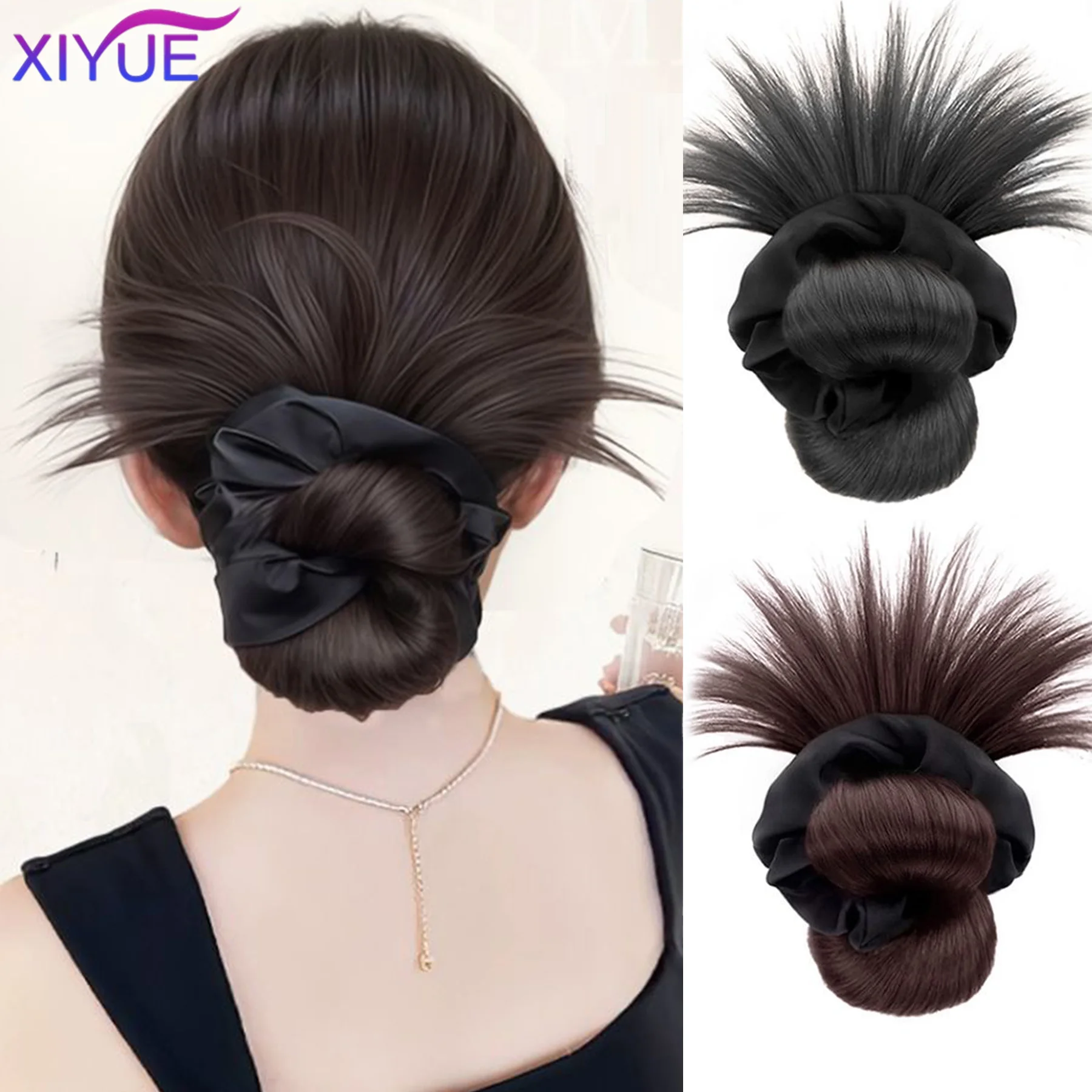 XIYUE Low Synthetic Bun Ponytail Hair Natural Fluffy Claw Clip Chignon Hair For Women Lazy Bun Wig Bag Hair Accessories For Dail