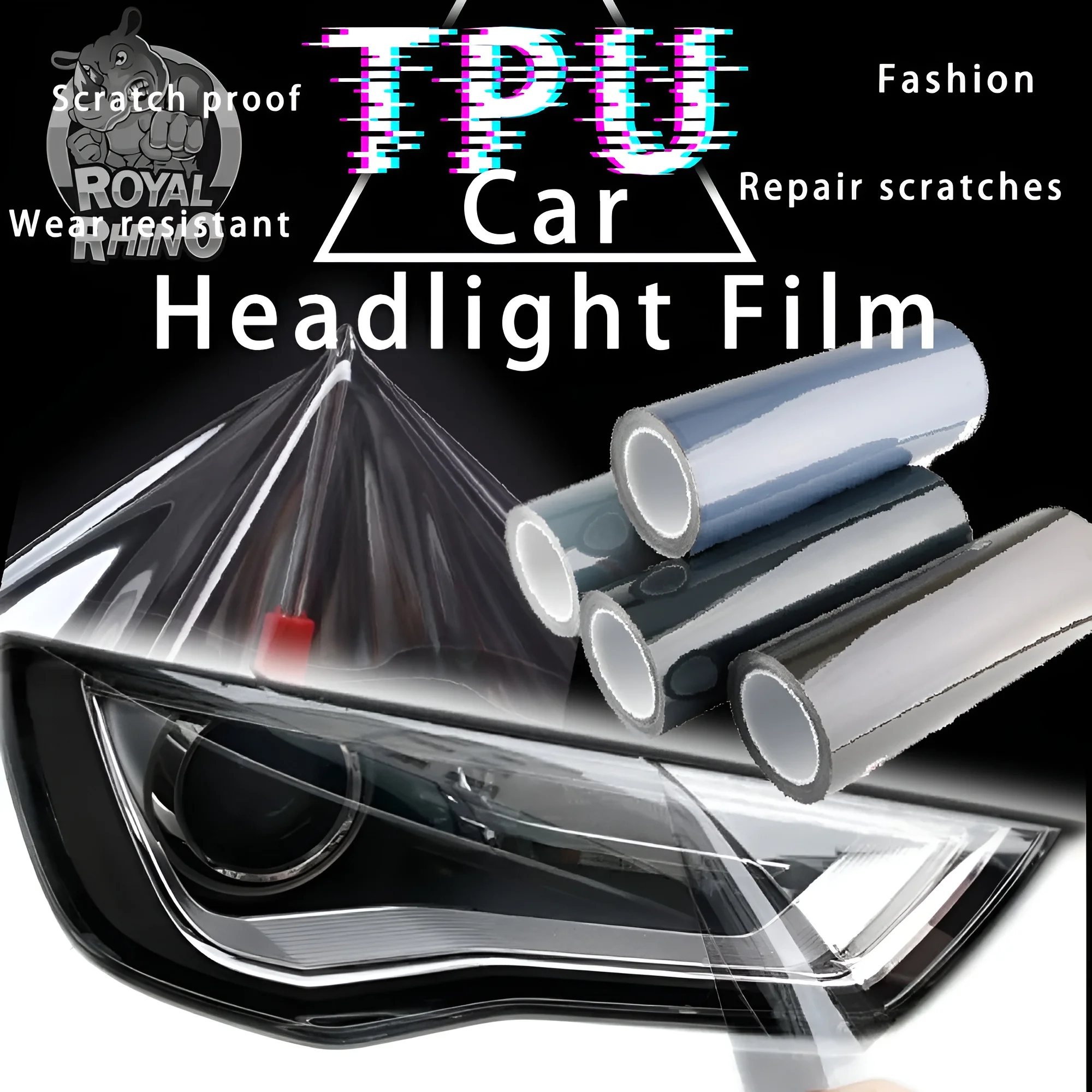 

Self-healing Tpu Ppf Headlight Film Anti Scratches Protect Smoke Black Car Lamp Tint Film For Audi Bmw Tesla Decorate Styling