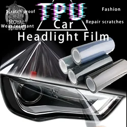 Self-healing Tpu Ppf Headlight Film Anti Scratches Protect Smoke Black Car Lamp Tint Film For Audi Bmw Tesla Decorate Styling