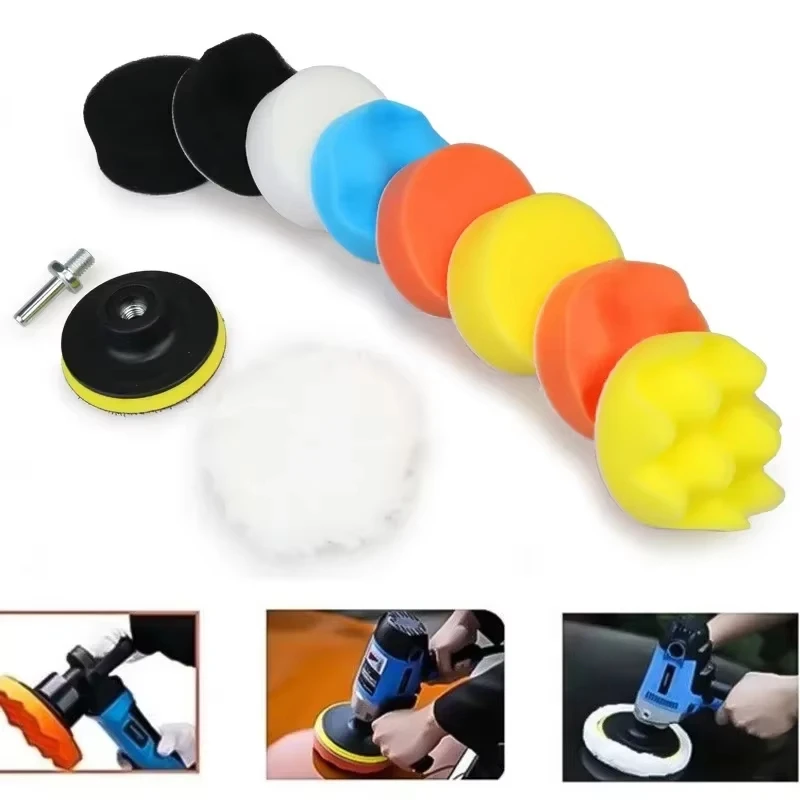Polishing Sponge Plate Set Imitation Plush Waxing Grinding Cleaning Sponge Wheel Car Beauty Set Electric Drill Polishing