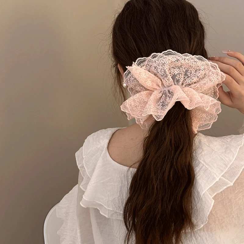 Ikat Rambut Elastis Ikat Rambut Renda Nyaman untuk Penataan Rambut Wanita