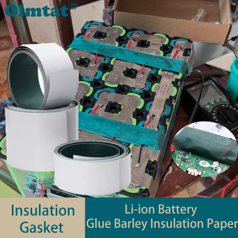 

1-50m Li-ion Battery 18650 21700 Insulation Gasket 25-500mm Width Adhesive Glue Barley Paper Pads Cell Wrapping Insulated Pads