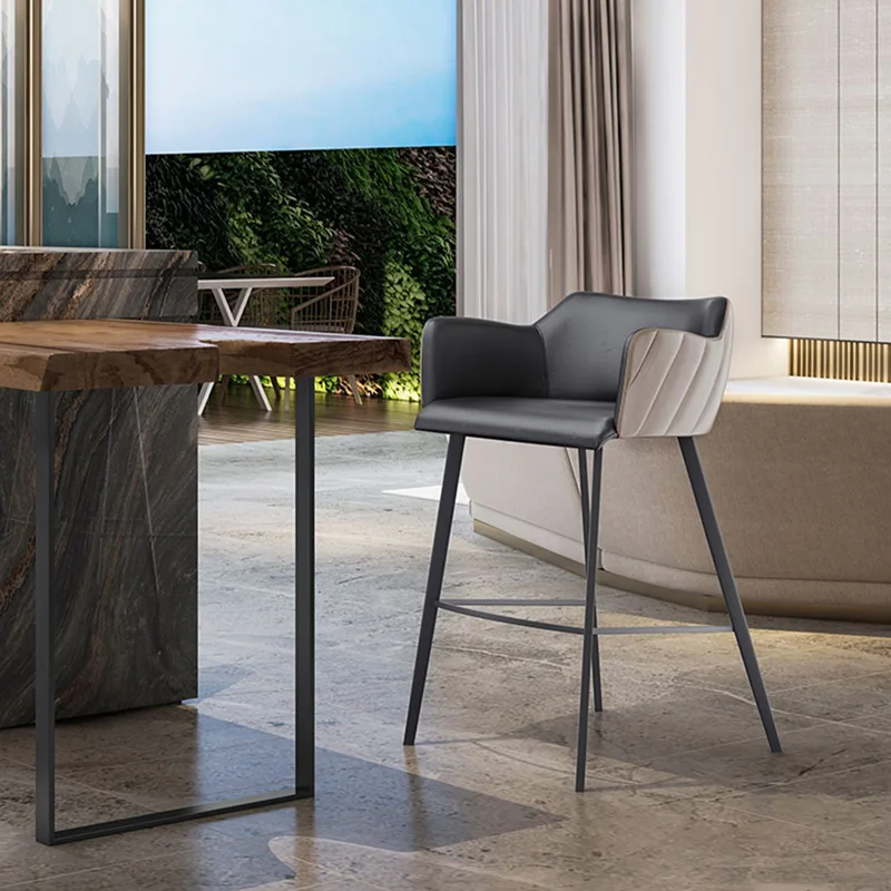 

Luxury Kitchen Bar Stools Modern Designer High Office Dining Chairs Bar Stools Reception Desks Black Cadeira Salon Furniture