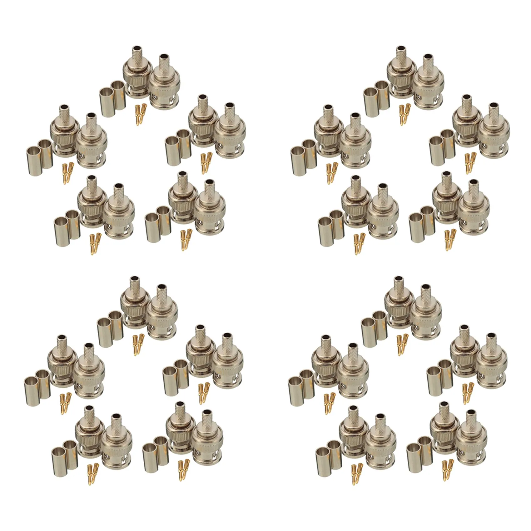 B03C-40 Sets 3-Piece BNC Male RG58 Plug Crimp Connectors