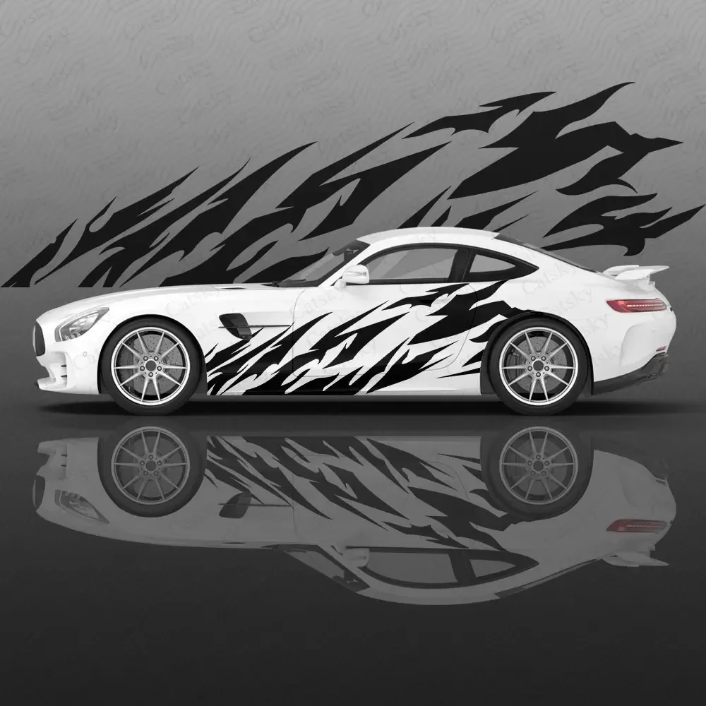 Abstract Lightning Pattern Car Body Sticker Anime Itasha Vinyl Car Side Decal Sticker Car Decor Sticker Cars Protective Film